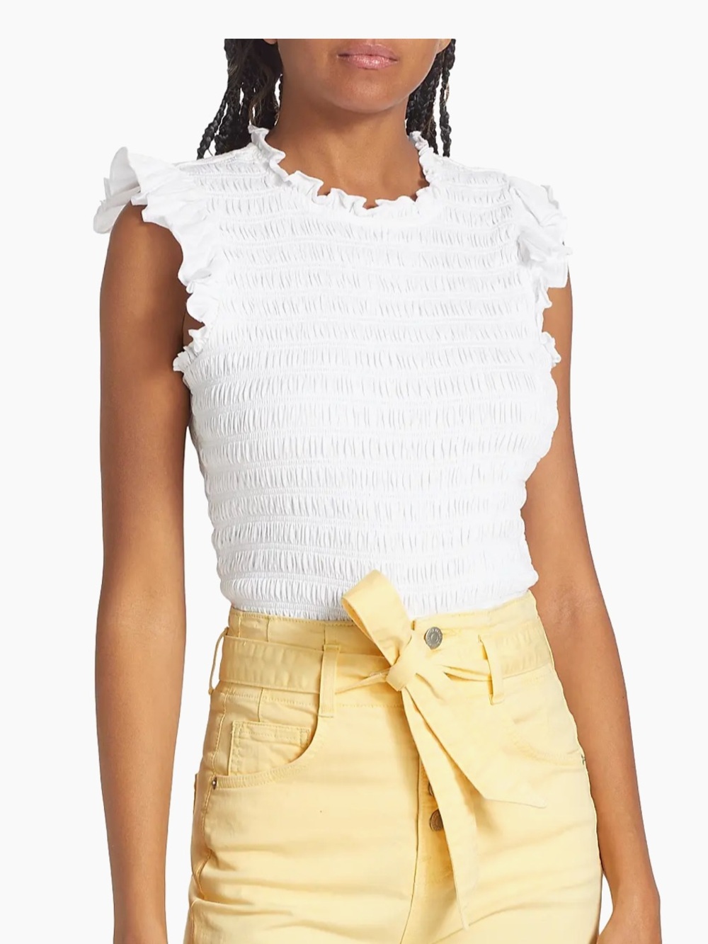 Veronica Beard  Wyles Smocked Cotton-Blend Tank Top small